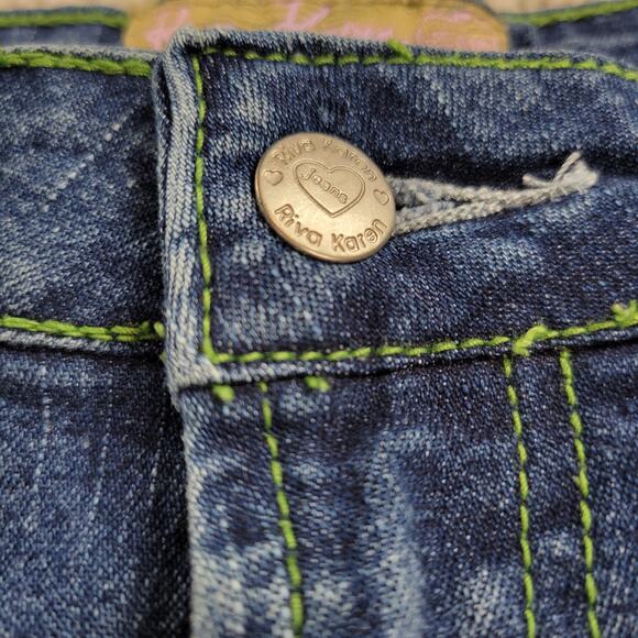 Riva Karen Jeans Skirt Womens L Blue Denim A Line Rodeo Western Casual Pockets - Picture 13 of 16